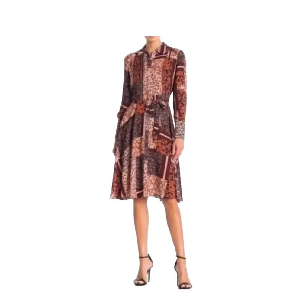 Nanette Lepore Floral Boho Patchwork Cottage Core Long Sleeve Midi Dress 10 - Picture 2 of 9